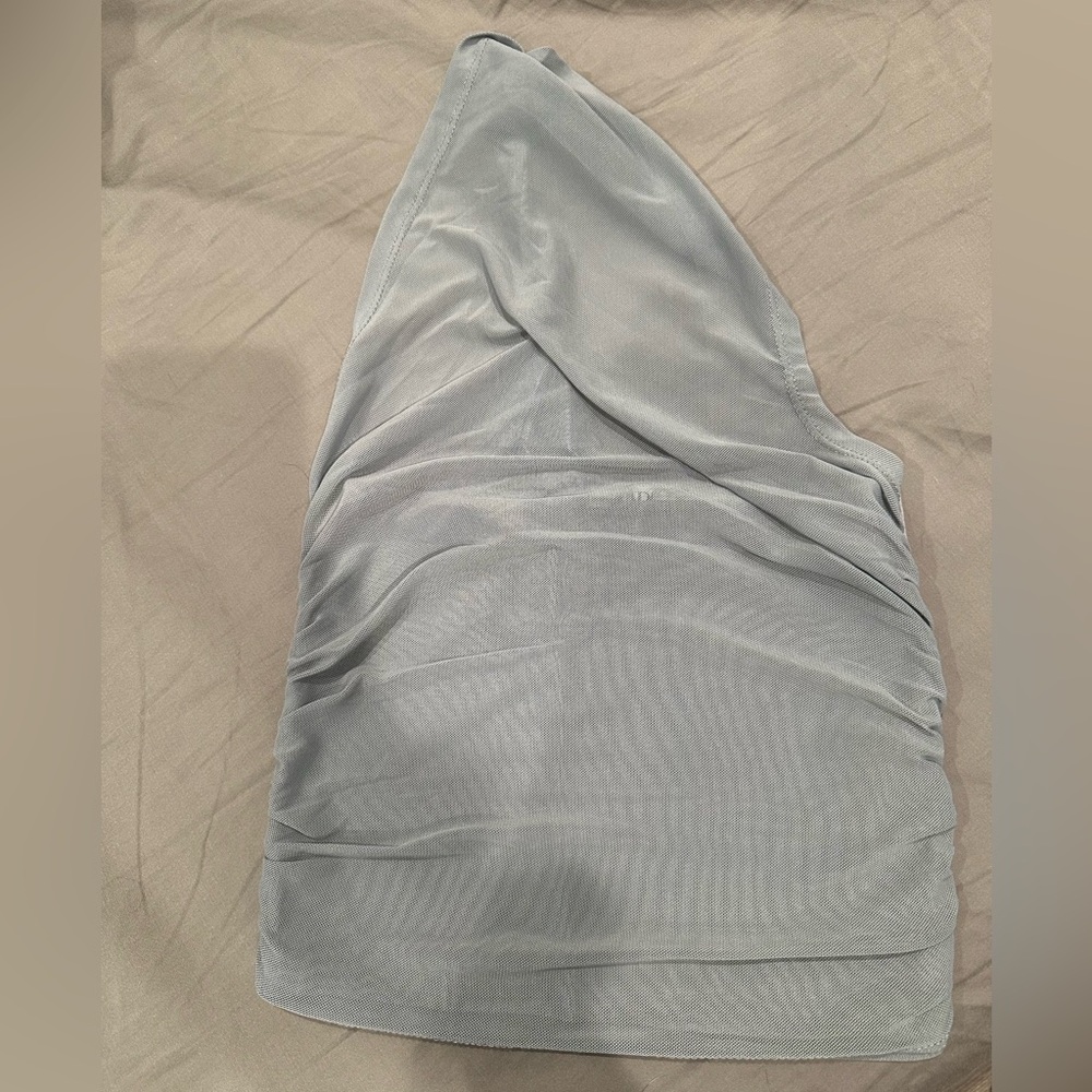 Elegant Light Blue Ruched Dress